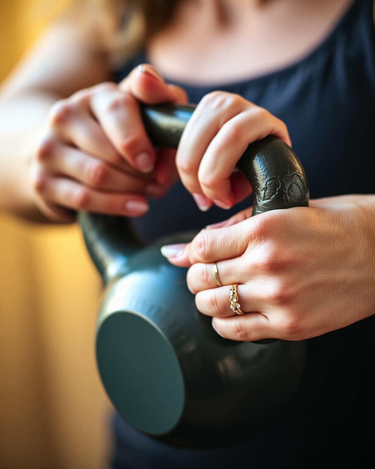 A woman strength training with dumbbells